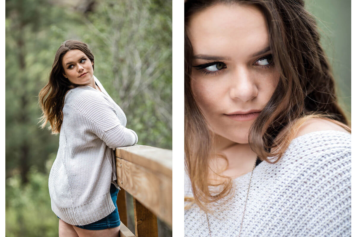 Beautiful teen girl models in Shevlin Park for senior pictures.