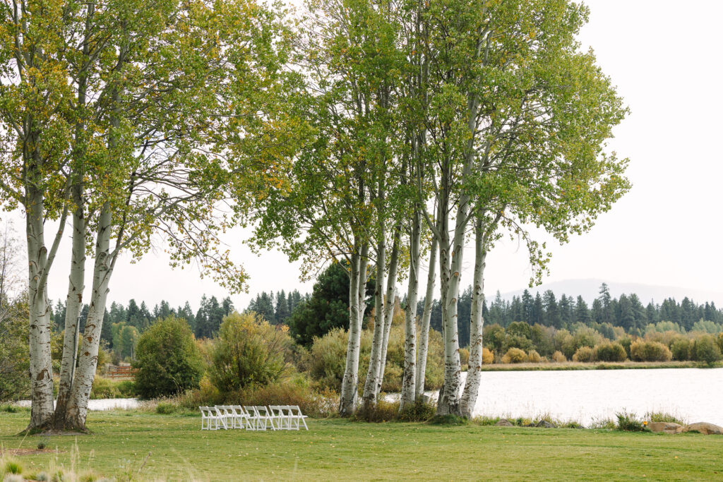 Ceremony location amongst the aspen grove at Black Butte Ranch.