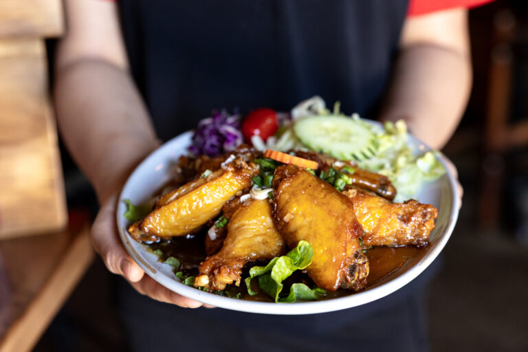 Plate of gluten free chicken wings at Pho 88.