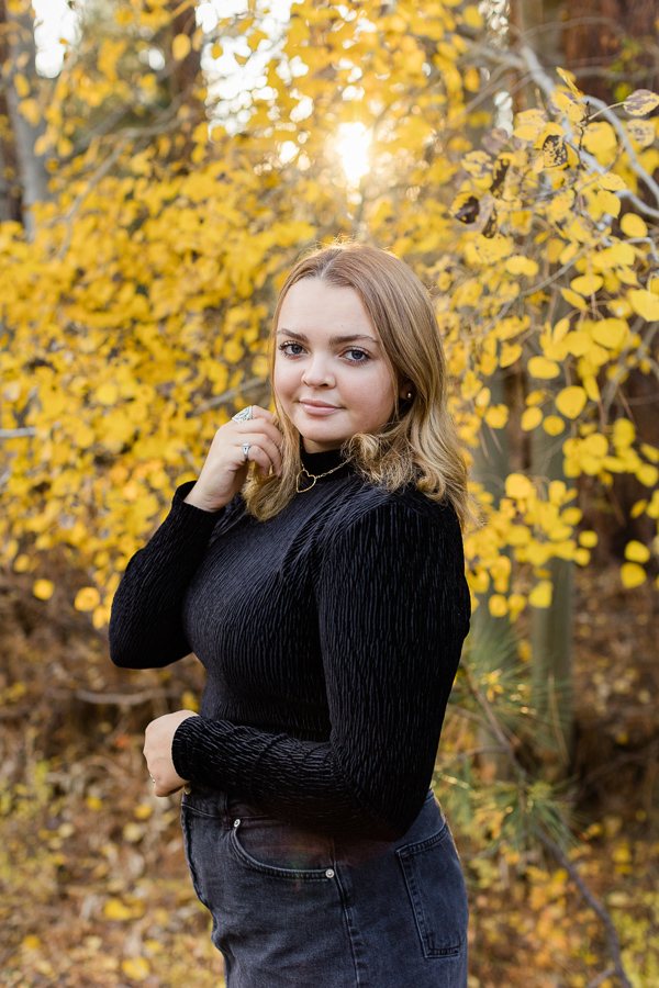 Senior photo with fall colors.